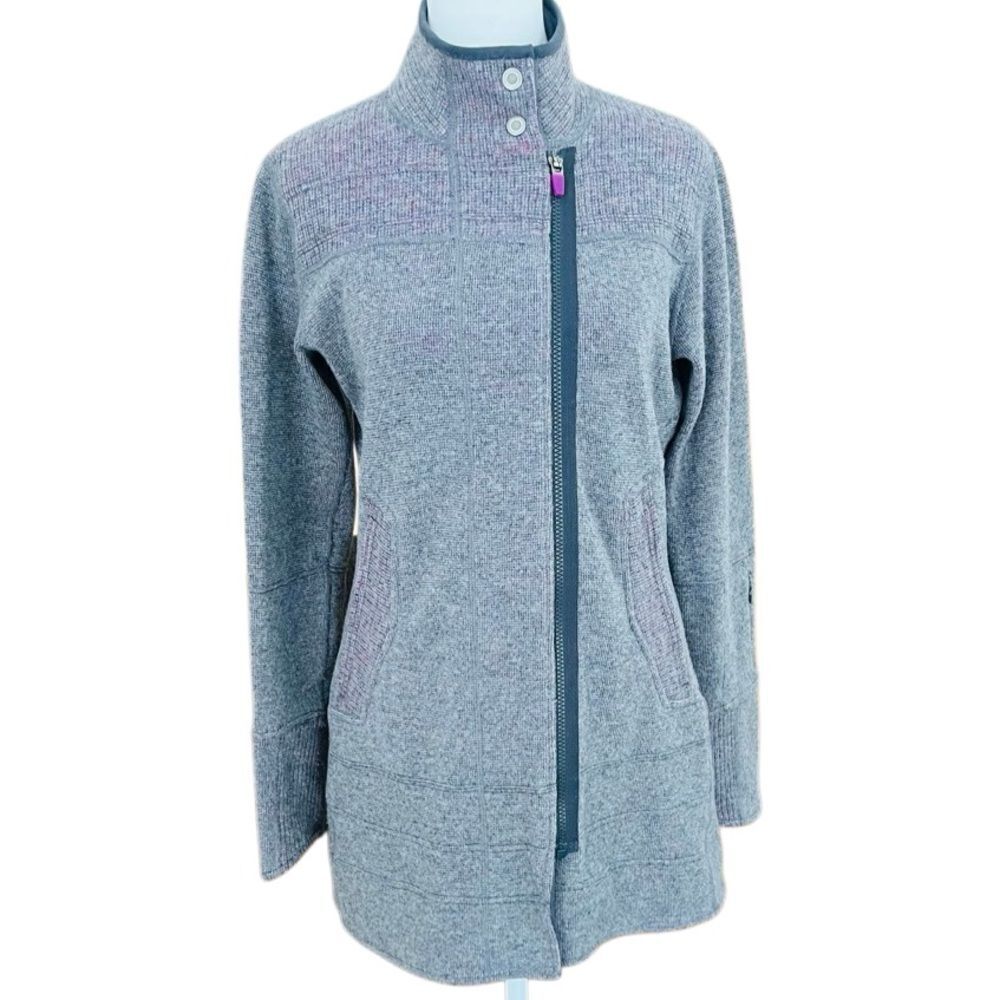 Title Nine Women's Swacket Sweater Jacket Wool Blend, Grey & Purple size S